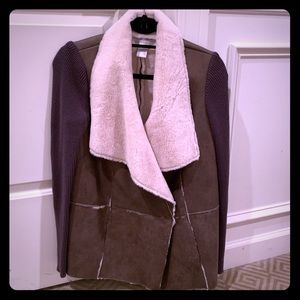 Faux Shearling and Knit open jacket